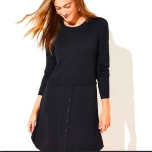 Loft mixed media long sleeve sweater dress